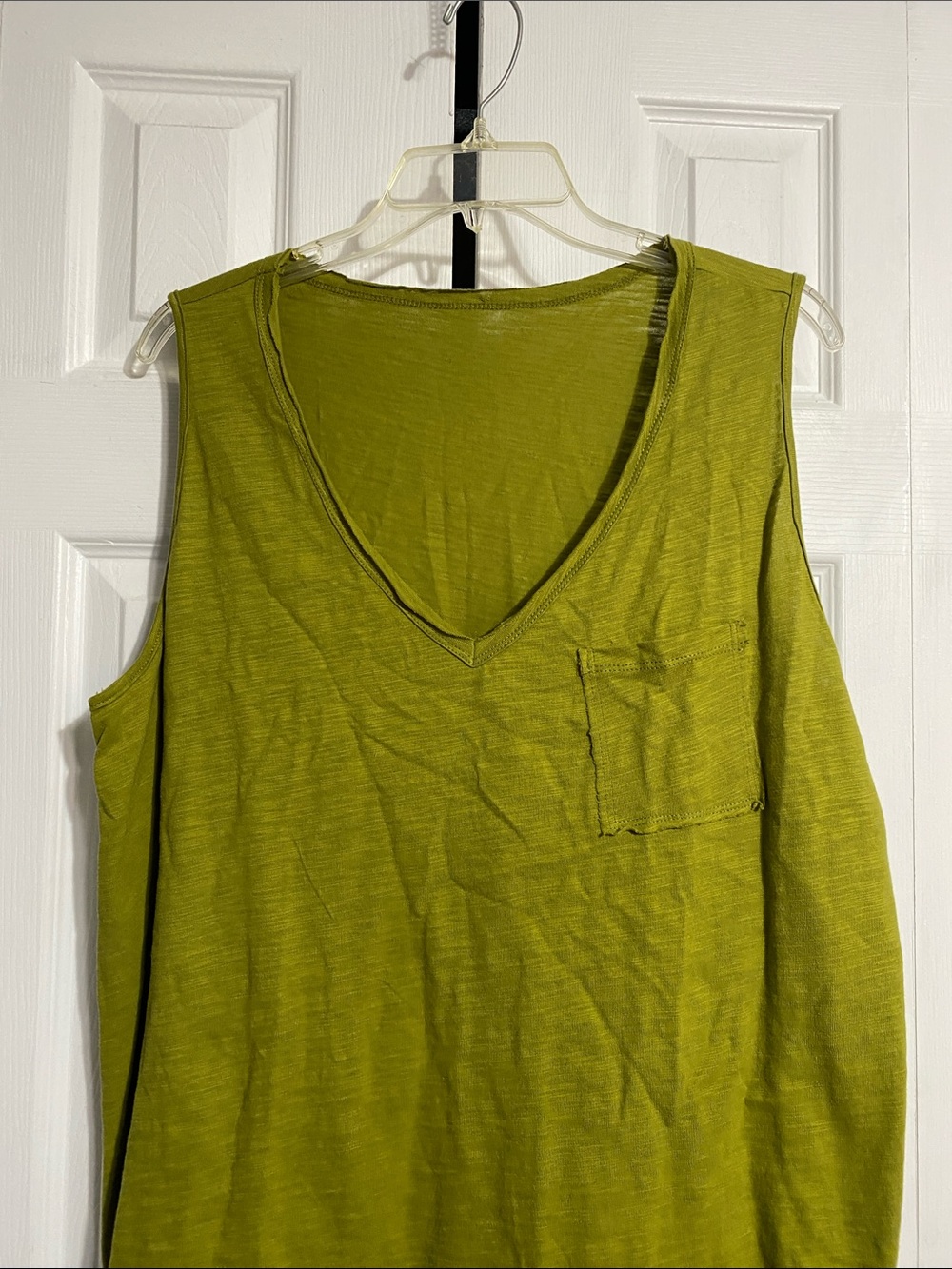Green cotton knit tank top shirt size LARGE / XL - Picture 2 of 7